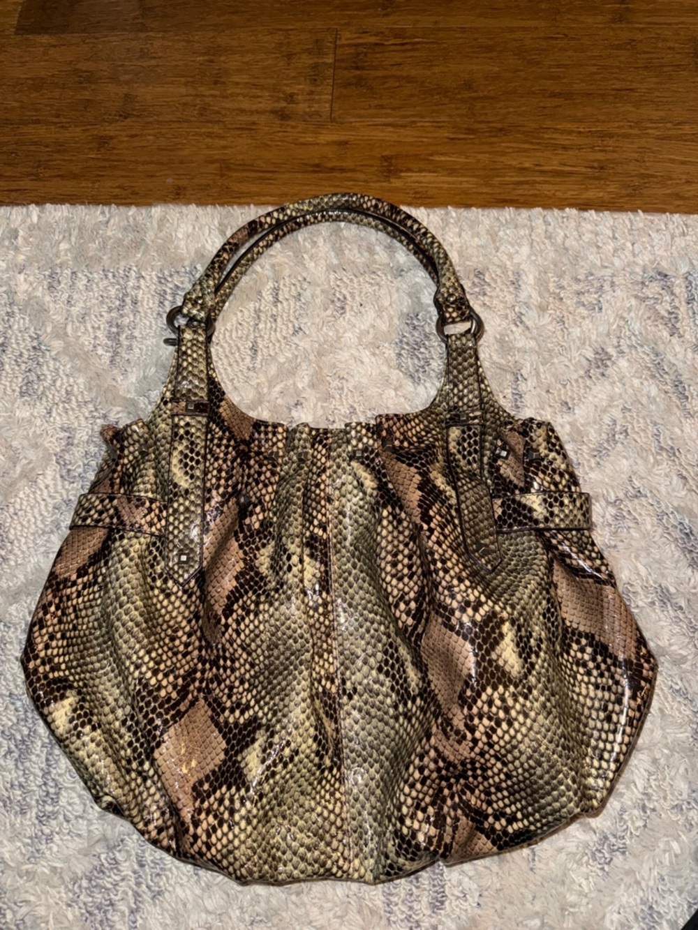 Snake-Print Women’s Tote Bag - Brown/Black